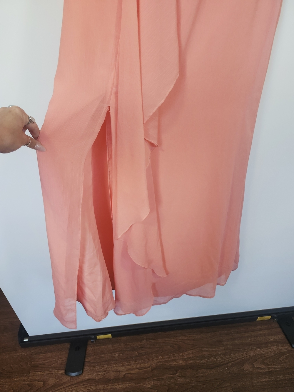 David's Bridal One-Shoulder Coral Pink Evening Dress Size 10 - Picture 6 of 9